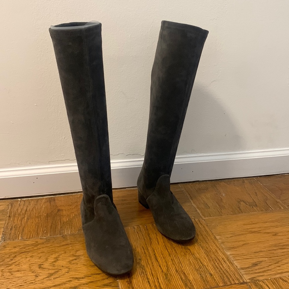 Stuart Weitzman Raissa Knee High Gray Suede Boots
